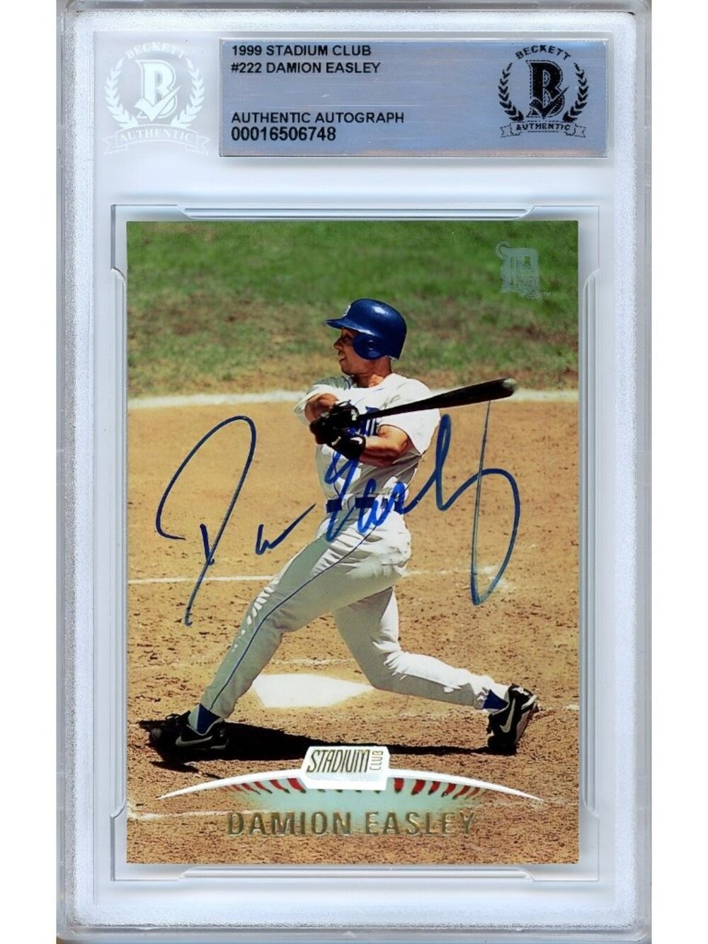Damion Easley Signed 1999 Topps Stadium Club #222 Tigers Beckett BAS Slabbed